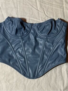 Urban outfitters Faux Leather Corset Top in Slate Blue